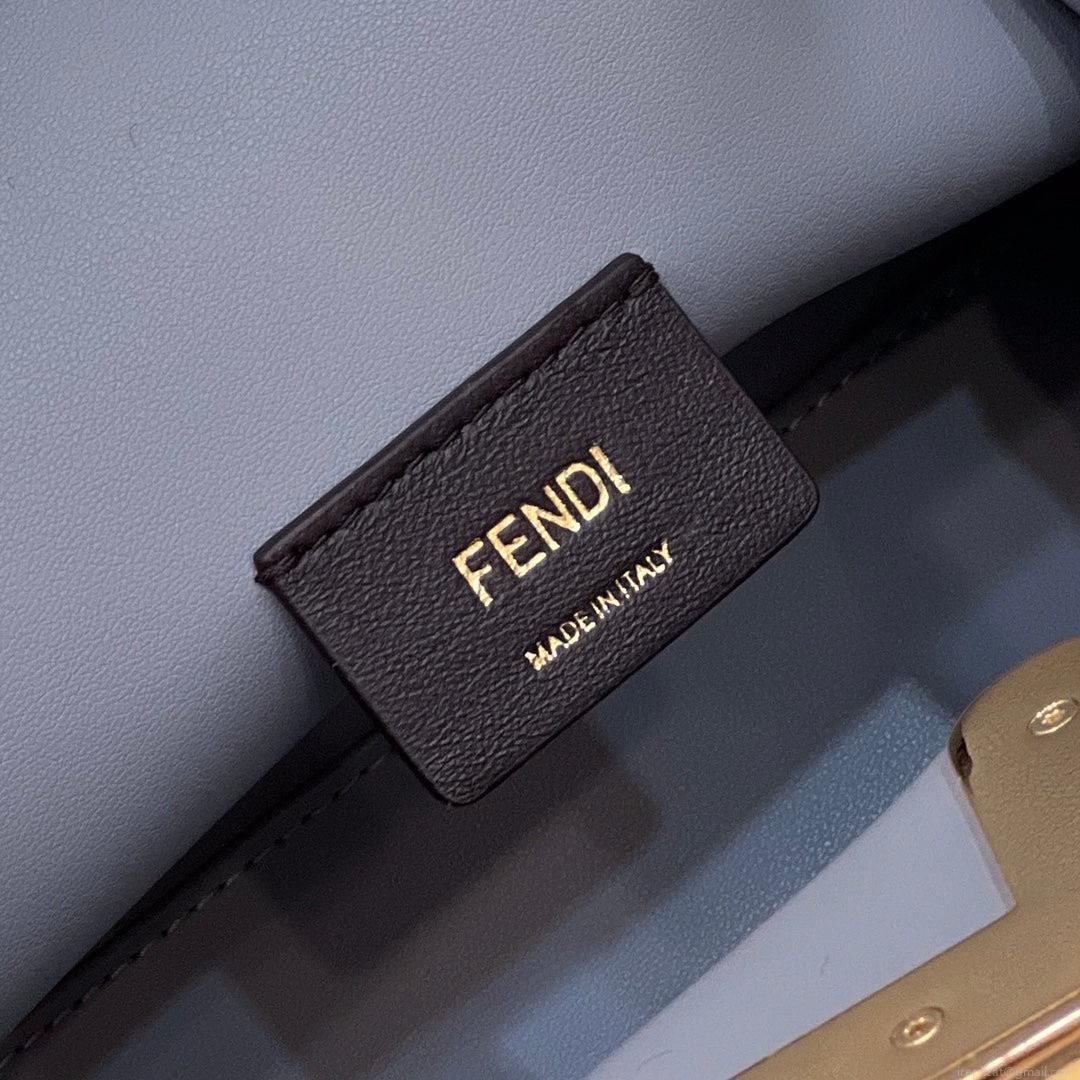 Fendi 8BP129 Fendi First Small Gray flannel bag with embroidery