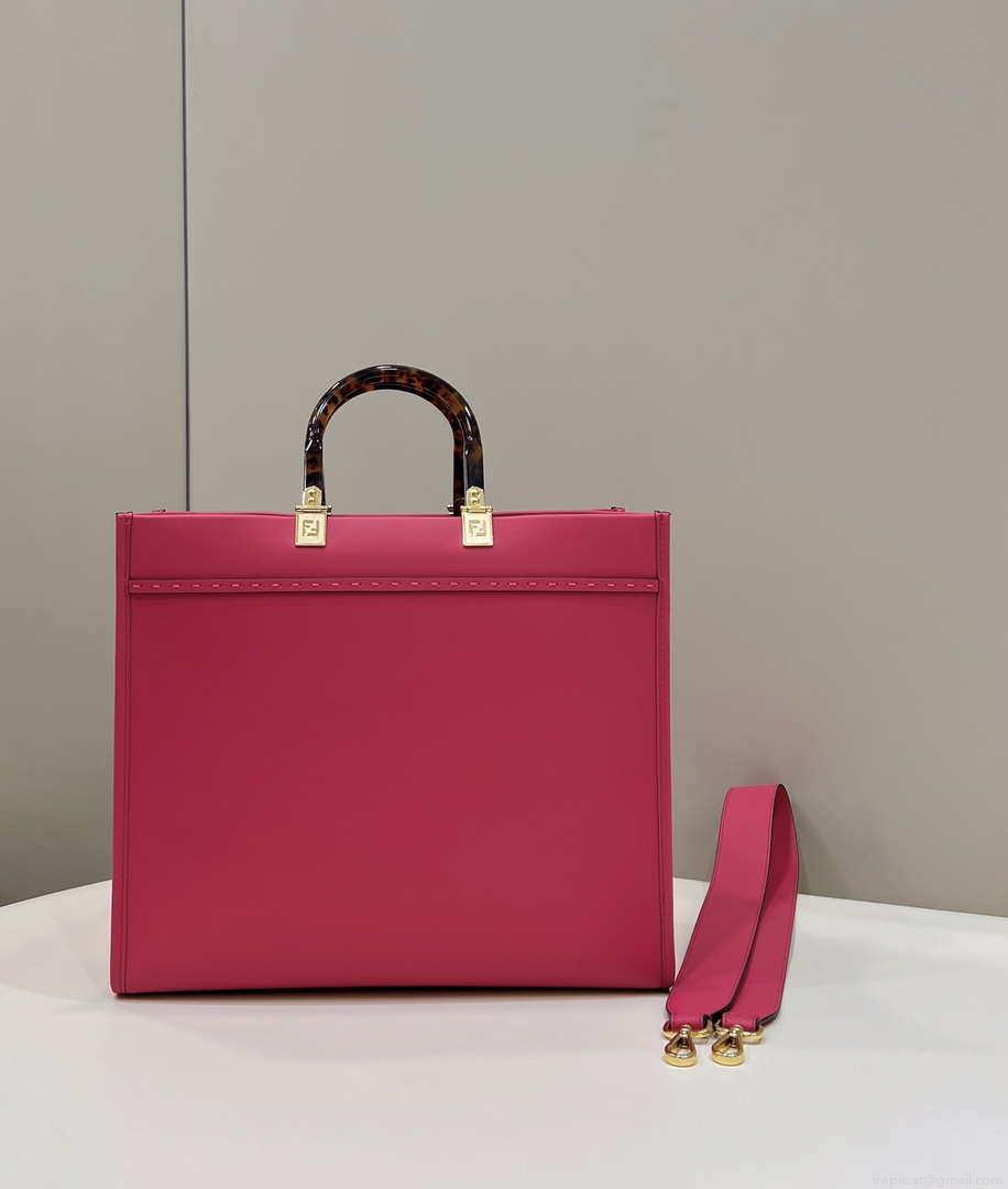 Fendi 8BH386 Sunshine Medium Bag Rose Red leather shopper 8266S