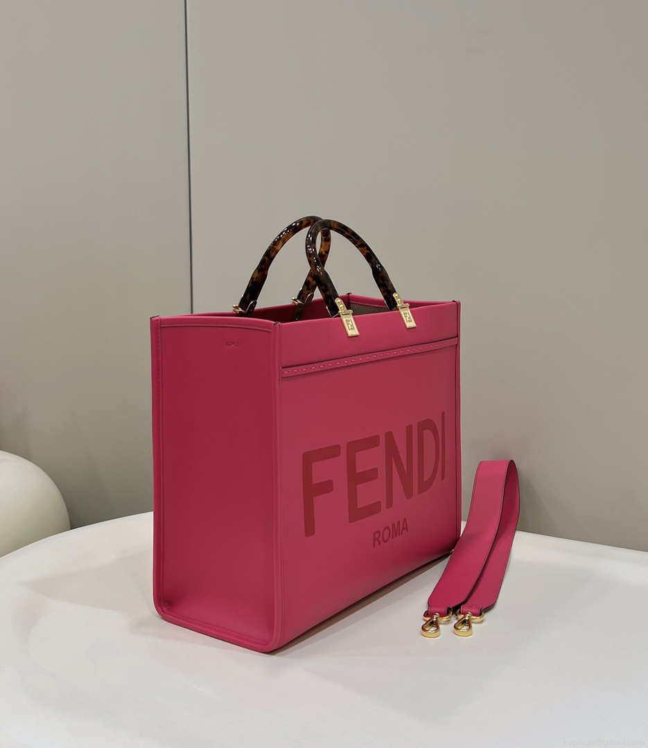 Fendi 8BH386 Sunshine Medium Bag Rose Red leather shopper 8266S
