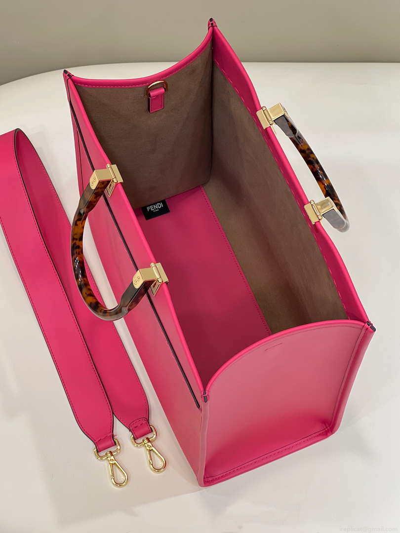 Fendi 8BH386 Sunshine Medium Bag Rose Red leather shopper 8266S