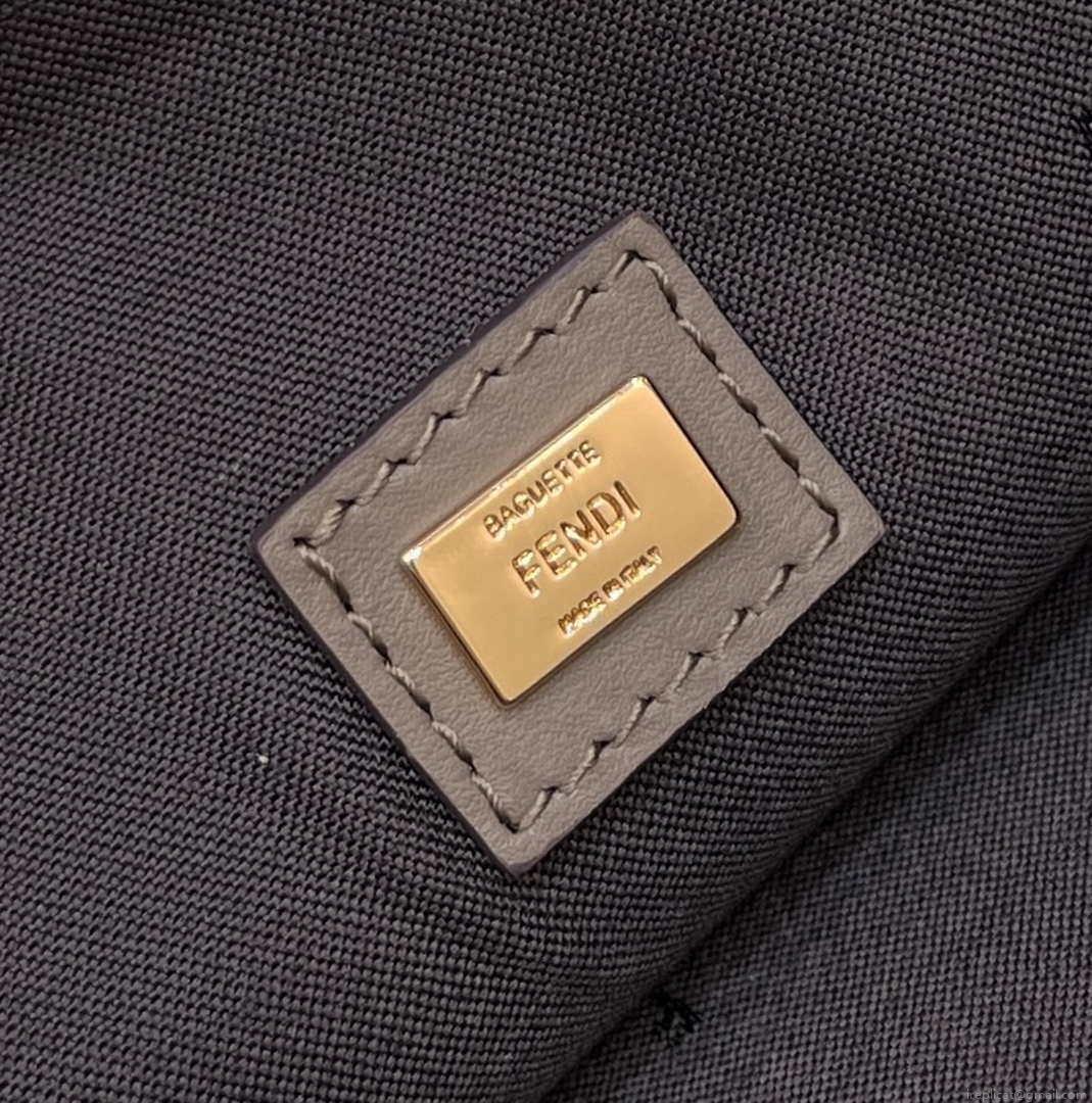 Fendi 8N0178AC9S Fendi logo flat pouch clutch 8370S Gray