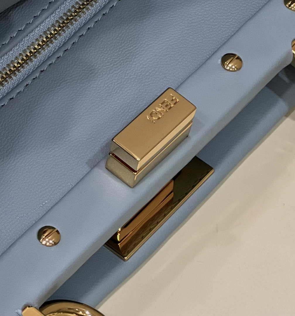 Fendi 8BN244 Peekaboo Iconic Mimi Blue Leather 8315 Bag