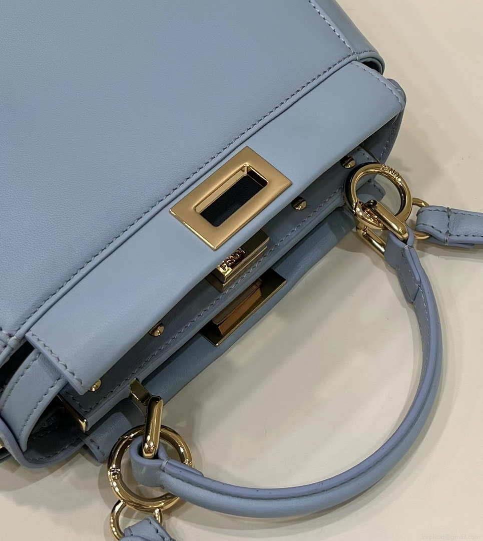 Fendi 8BN244 Peekaboo Iconic Mimi Blue Leather 8315 Bag