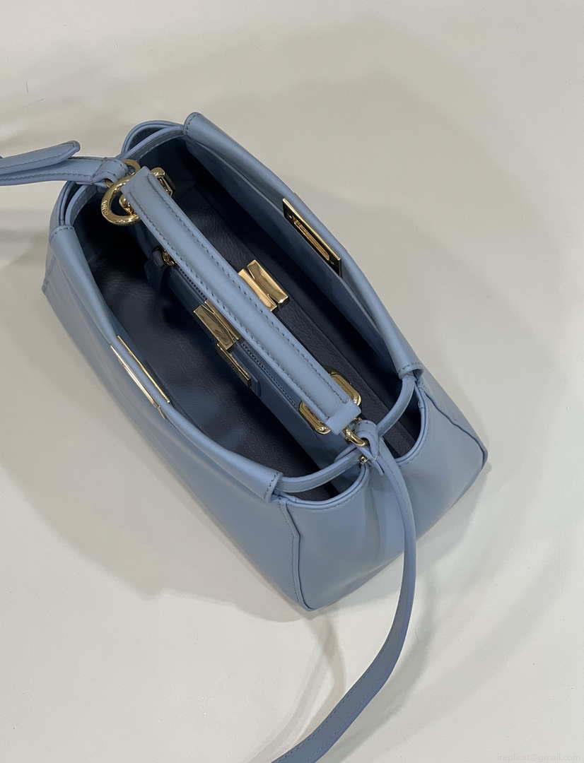 Fendi 8BN244 Peekaboo Iconic Mimi Blue Leather 8315 Bag