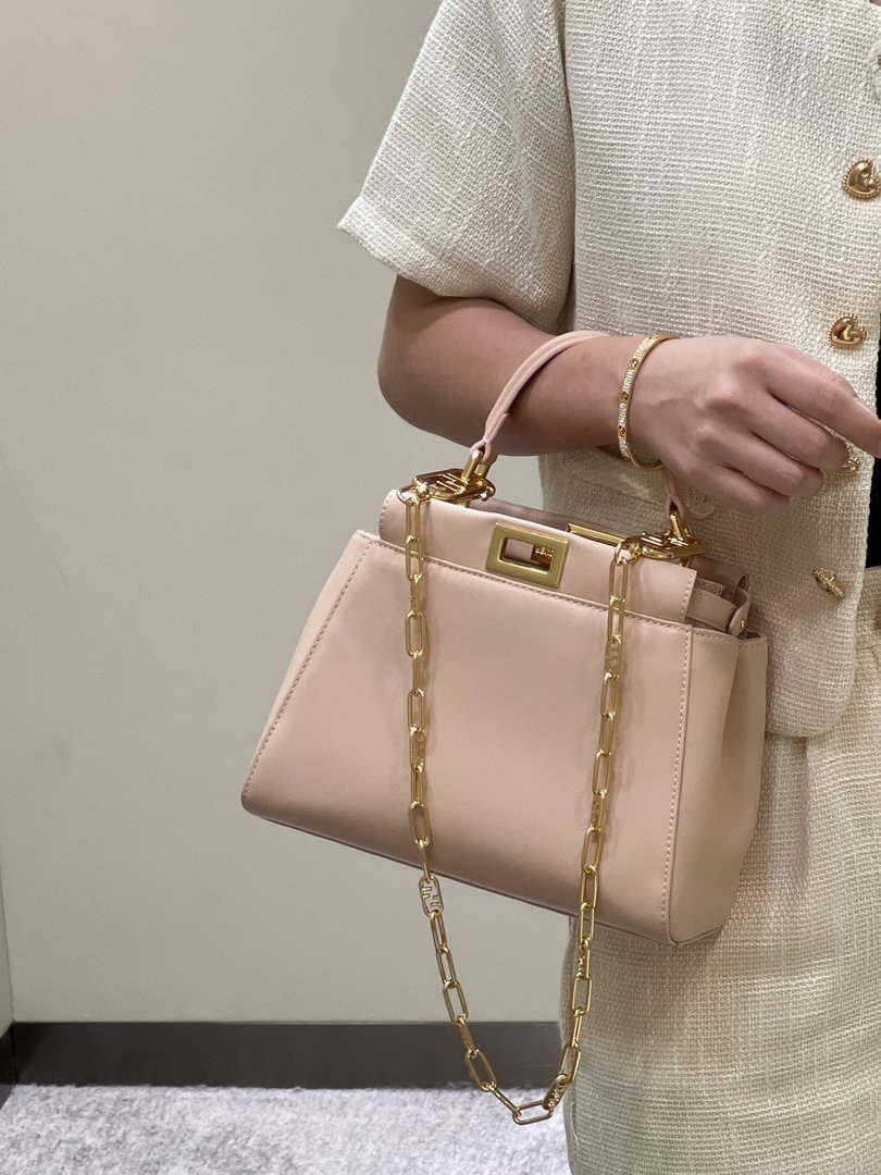 Fendi 8BN244 Peekaboo Iconic Mimi Pink Leather 8315 Bag