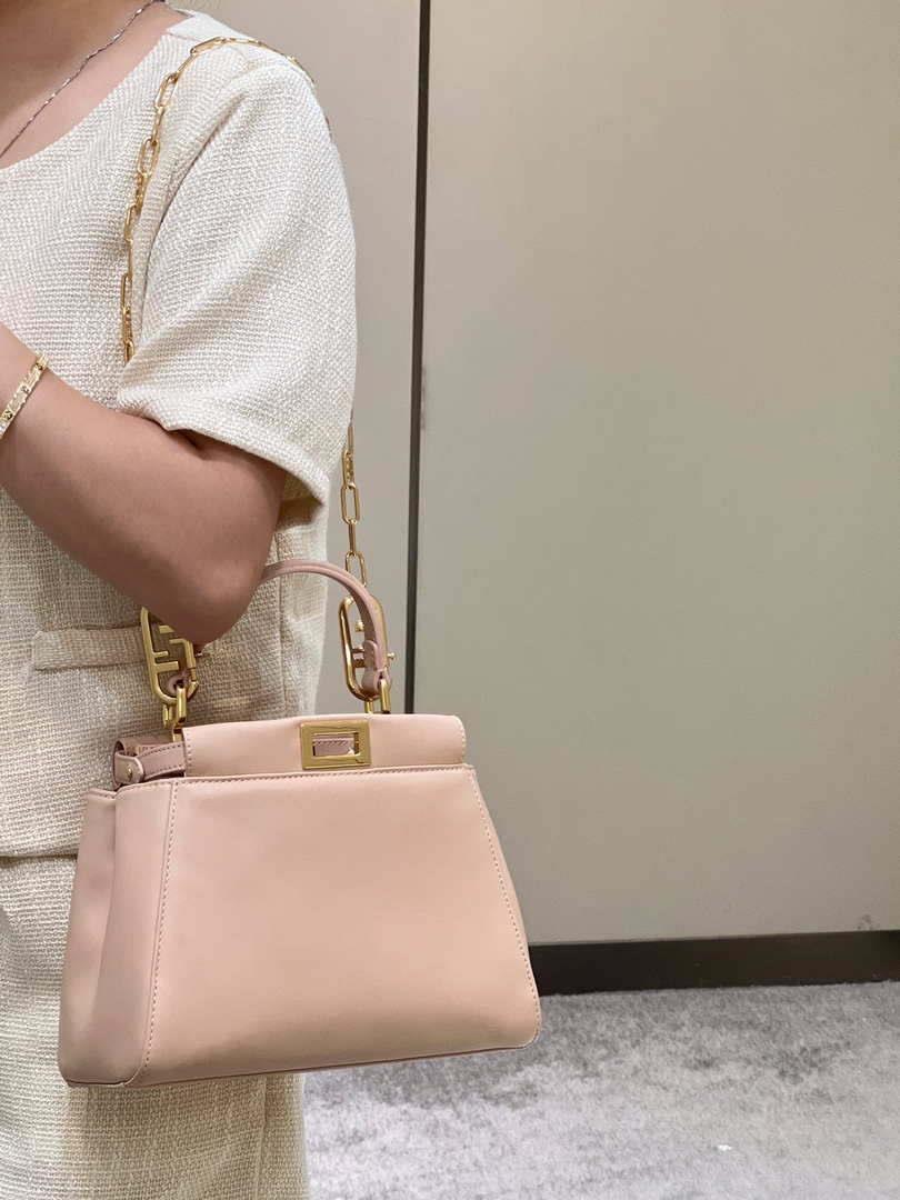 Fendi 8BN244 Peekaboo Iconic Mimi Pink Leather 8315 Bag