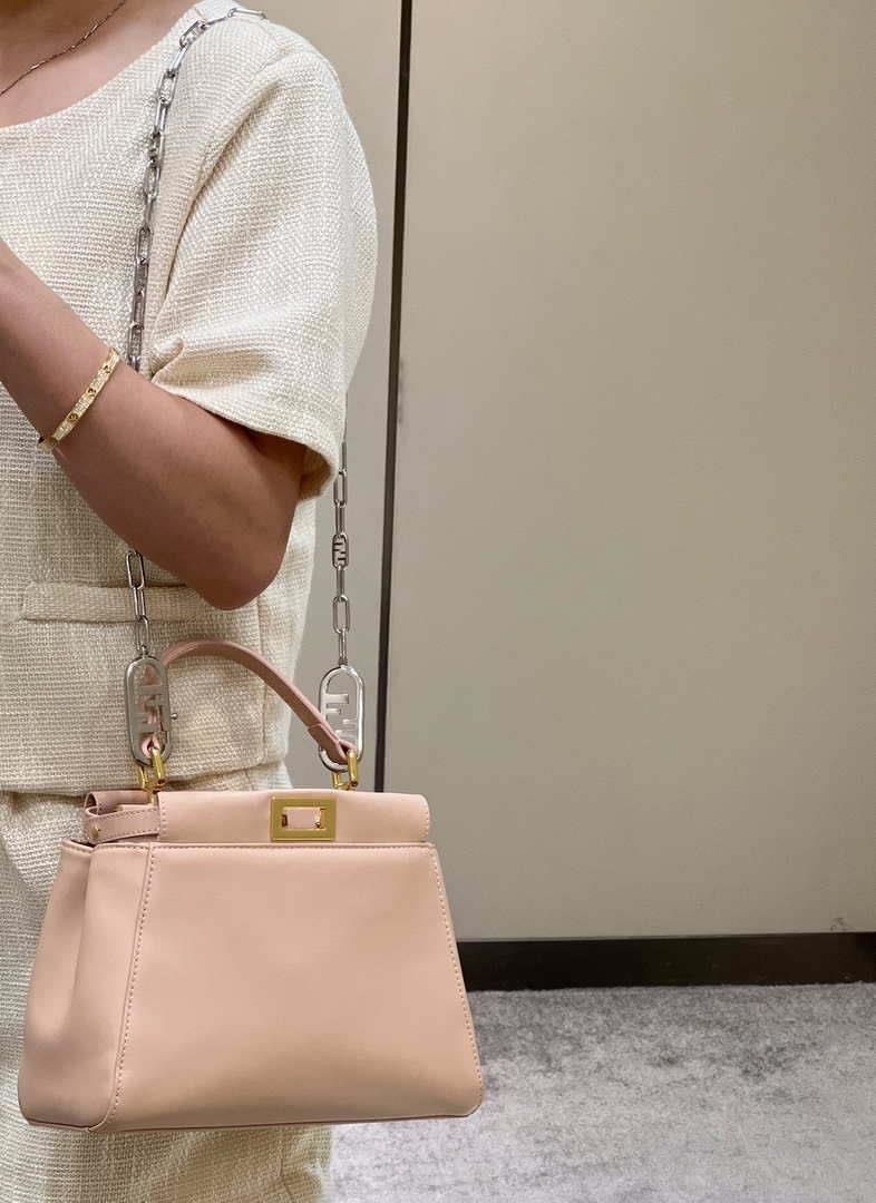 Fendi 8BN244 Peekaboo Iconic Mimi Pink Leather 8315 Bag