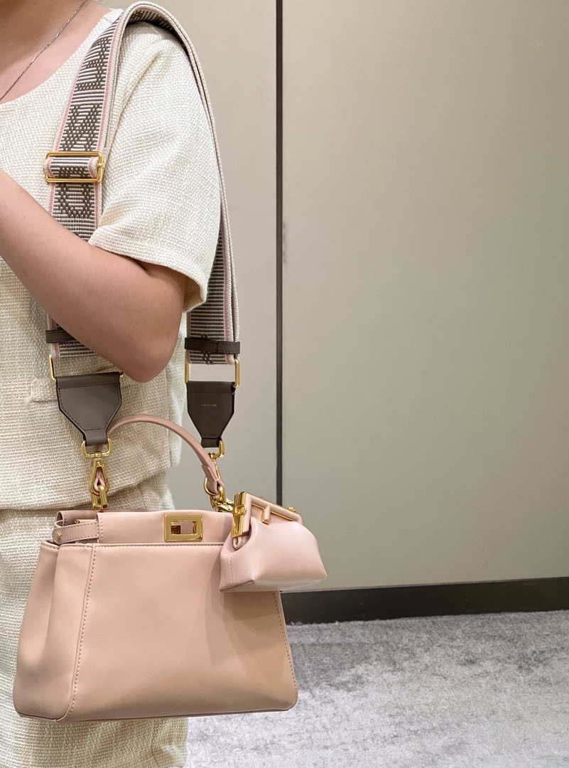 Fendi 8BN244 Peekaboo Iconic Mimi Pink Leather 8315 Bag