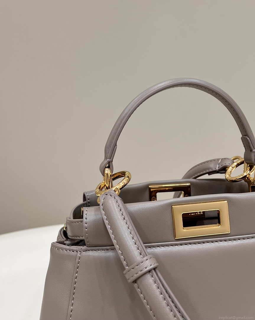 Fendi 8BN244 Peekaboo Iconic Mimi Gray Leather 8315 Bag