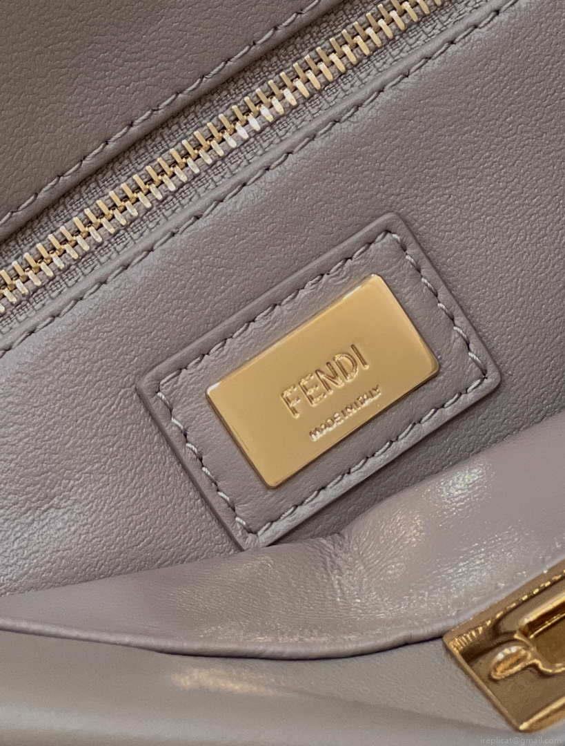 Fendi 8BN244 Peekaboo Iconic Mimi Gray Leather 8315 Bag