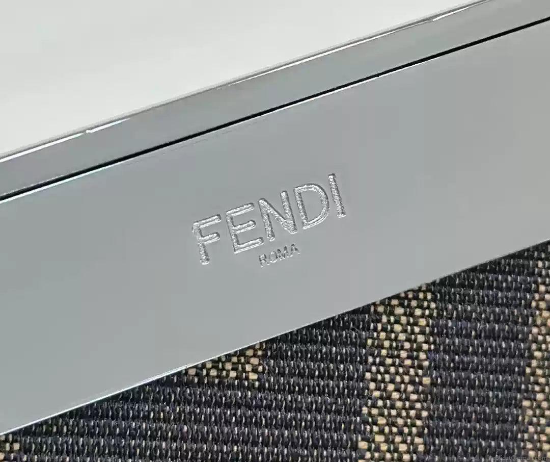 Fendi 8BP129 Fendi First Small White and blue woven leather bag