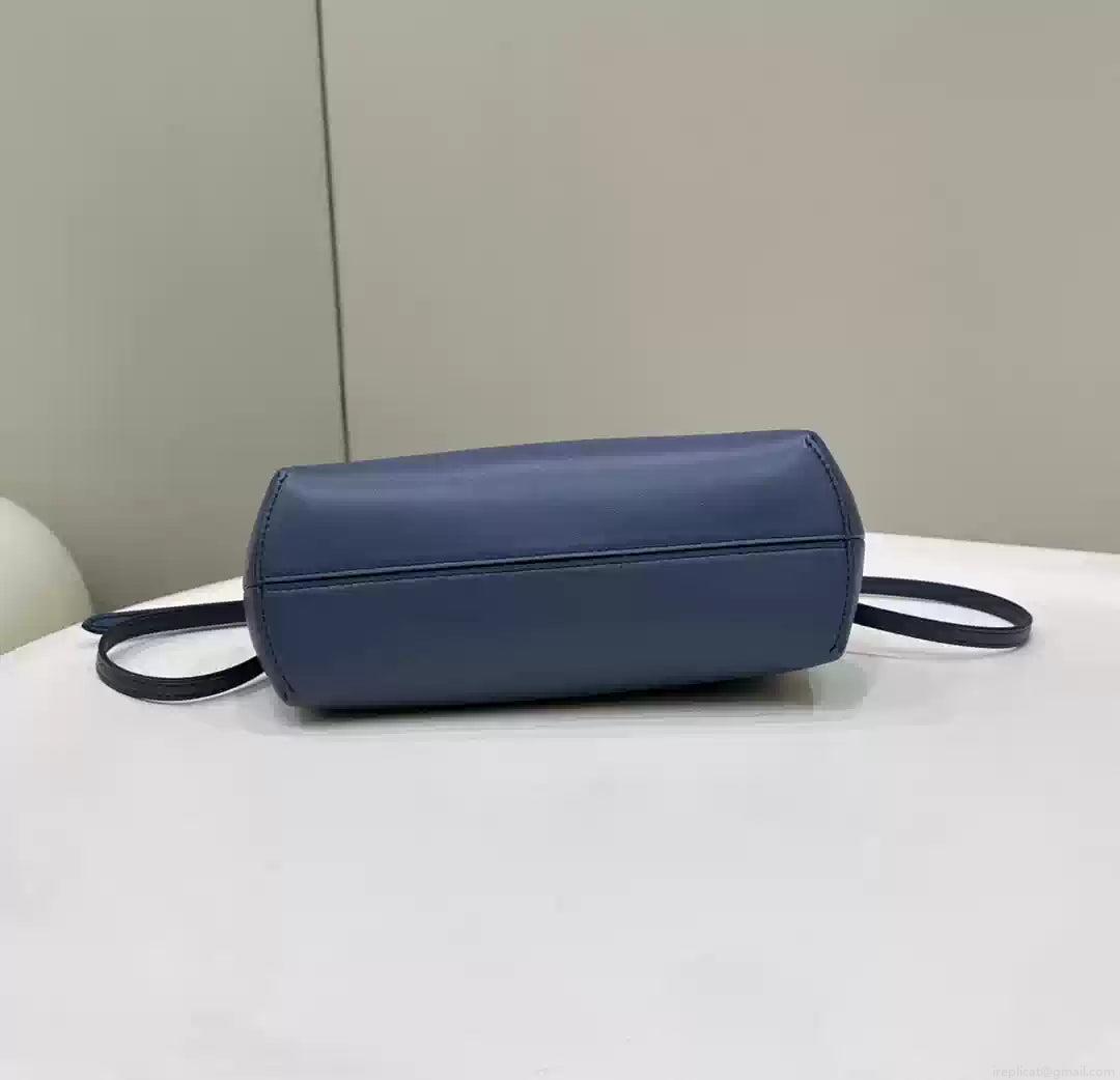 Fendi 8BP129 Fendi First Small Navy blue woven leather bag