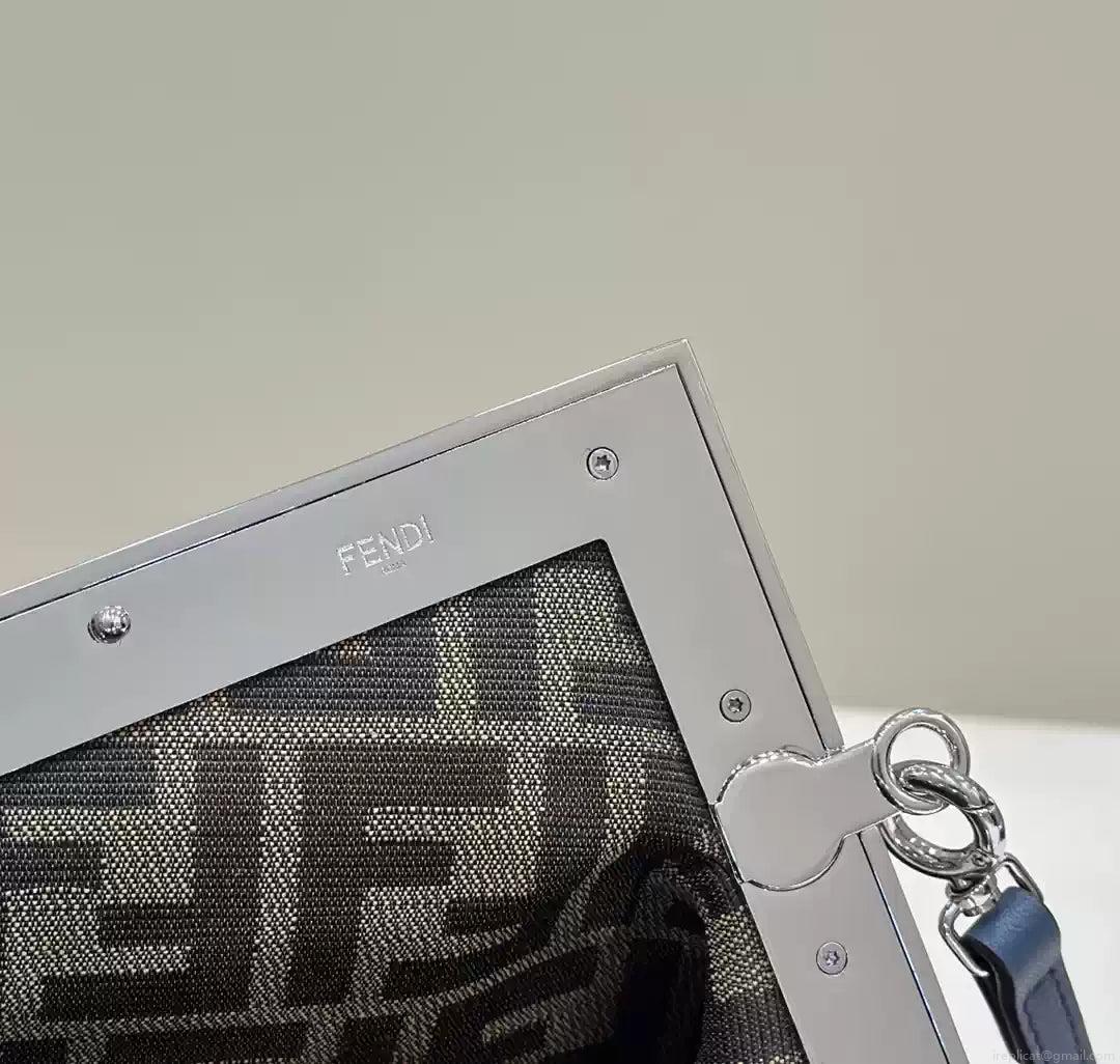 Fendi 8BP129 Fendi First Small Navy blue woven leather bag
