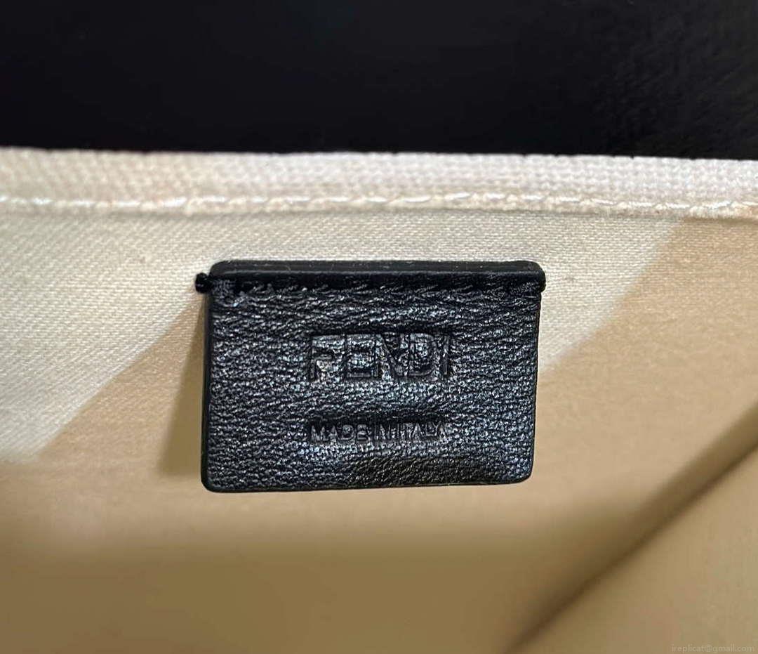 Fendi 8BS051 Mini Sunshine Shopper Black & White Leather Bag 8616S