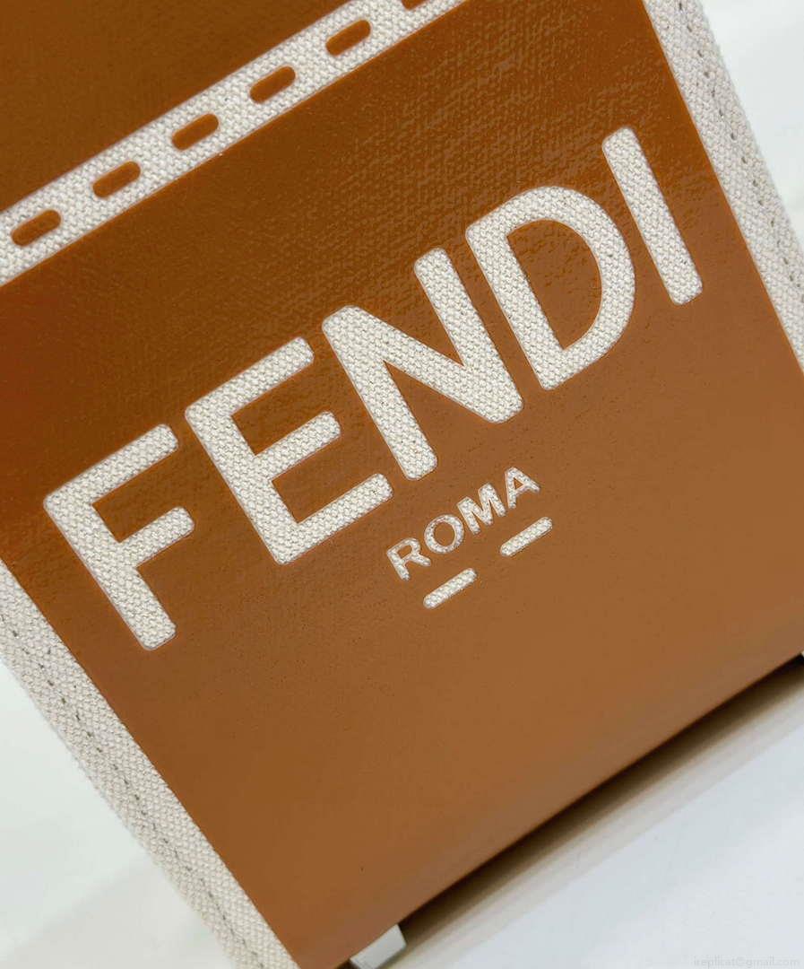 Fendi 8BS051 Mini Sunshine Shopper Brown & White Leather Bag 8616S