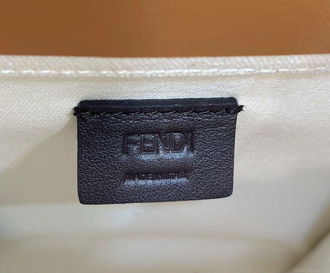 Fendi 8BS051 Mini Sunshine Shopper Brown & White Leather Bag 8616S