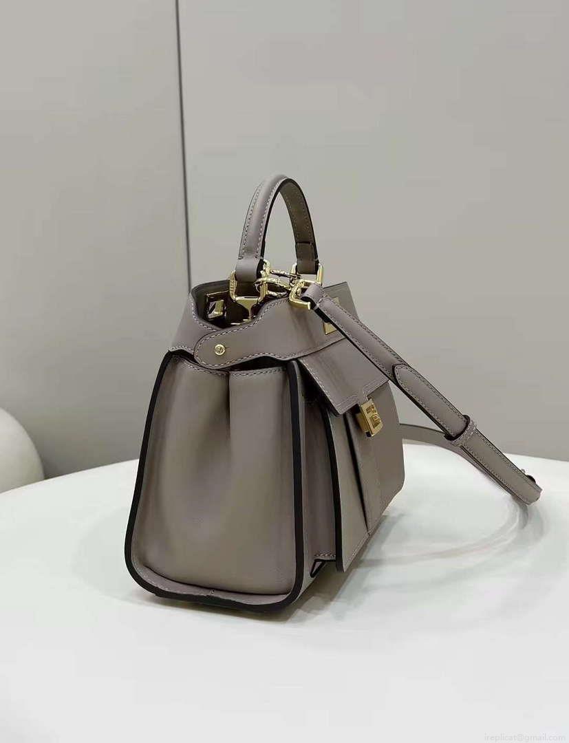 Fendi 8BN244 Peekaboo Mimi Gray Leather Bag 8596S