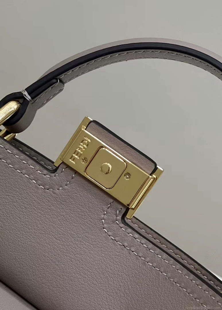 Fendi 8BN244 Peekaboo Mimi Gray Leather Bag 8596S