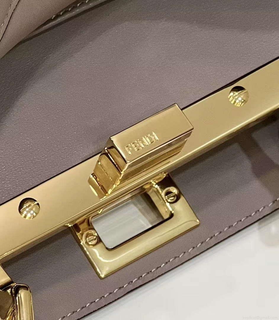 Fendi 8BN244 Peekaboo Mimi Gray Leather Bag 8596S