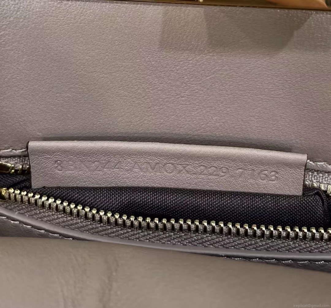 Fendi 8BN244 Peekaboo Mimi Gray Leather Bag 8596S