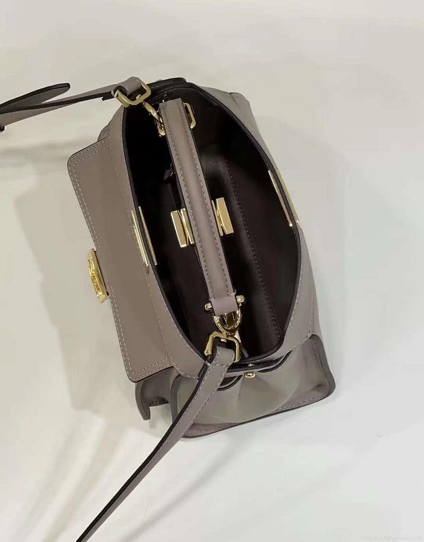 Fendi 8BN244 Peekaboo Mimi Gray Leather Bag 8596S