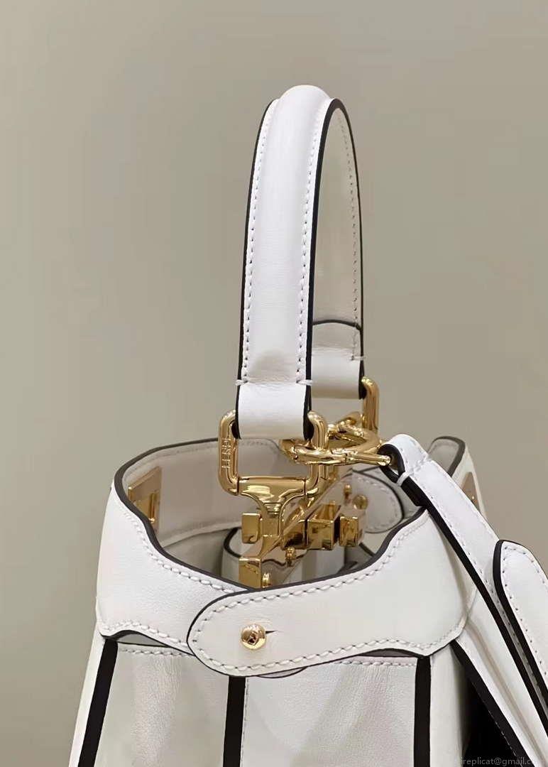 Fendi 8BN321 Peekaboo Iseeu Medium White Leather Bag 8596L