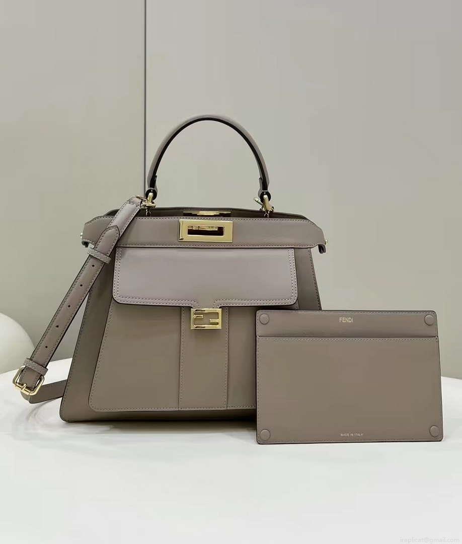 Fendi 8BN321 Peekaboo Iseeu Medium Gray Leather Bag 8596L
