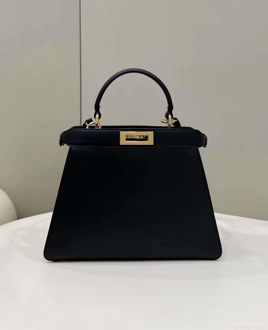 Fendi 8BN321 Peekaboo Iseeu Medium Black Leather Bag 8596L