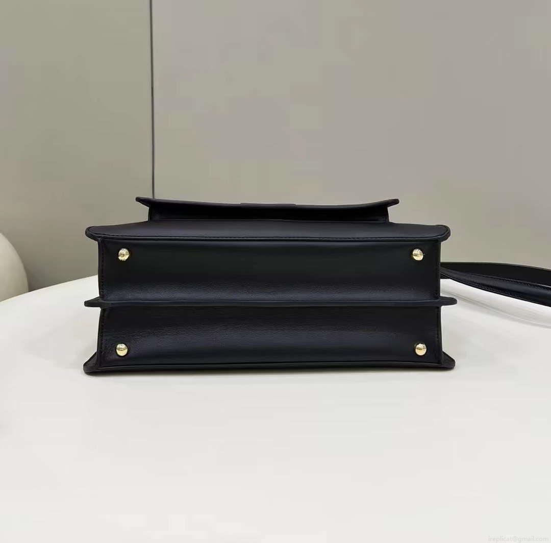 Fendi 8BN321 Peekaboo Iseeu Medium Black Leather Bag 8596L