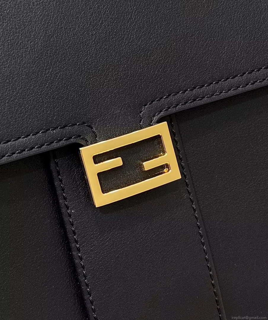 Fendi 8BN321 Peekaboo Iseeu Medium Black Leather Bag 8596L