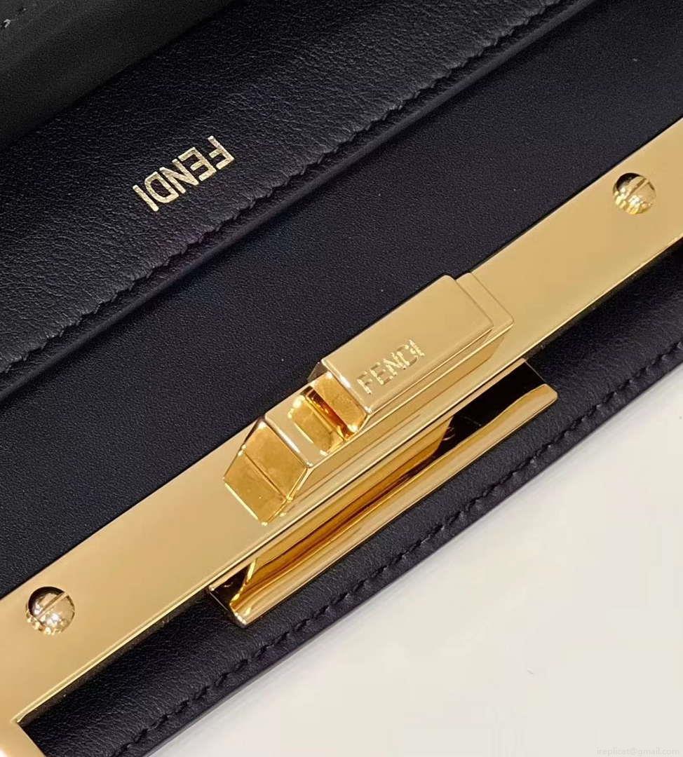 Fendi 8BN321 Peekaboo Iseeu Medium Black Leather Bag 8596L