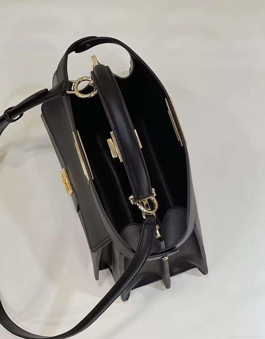 Fendi 8BN321 Peekaboo Iseeu Medium Black Leather Bag 8596L
