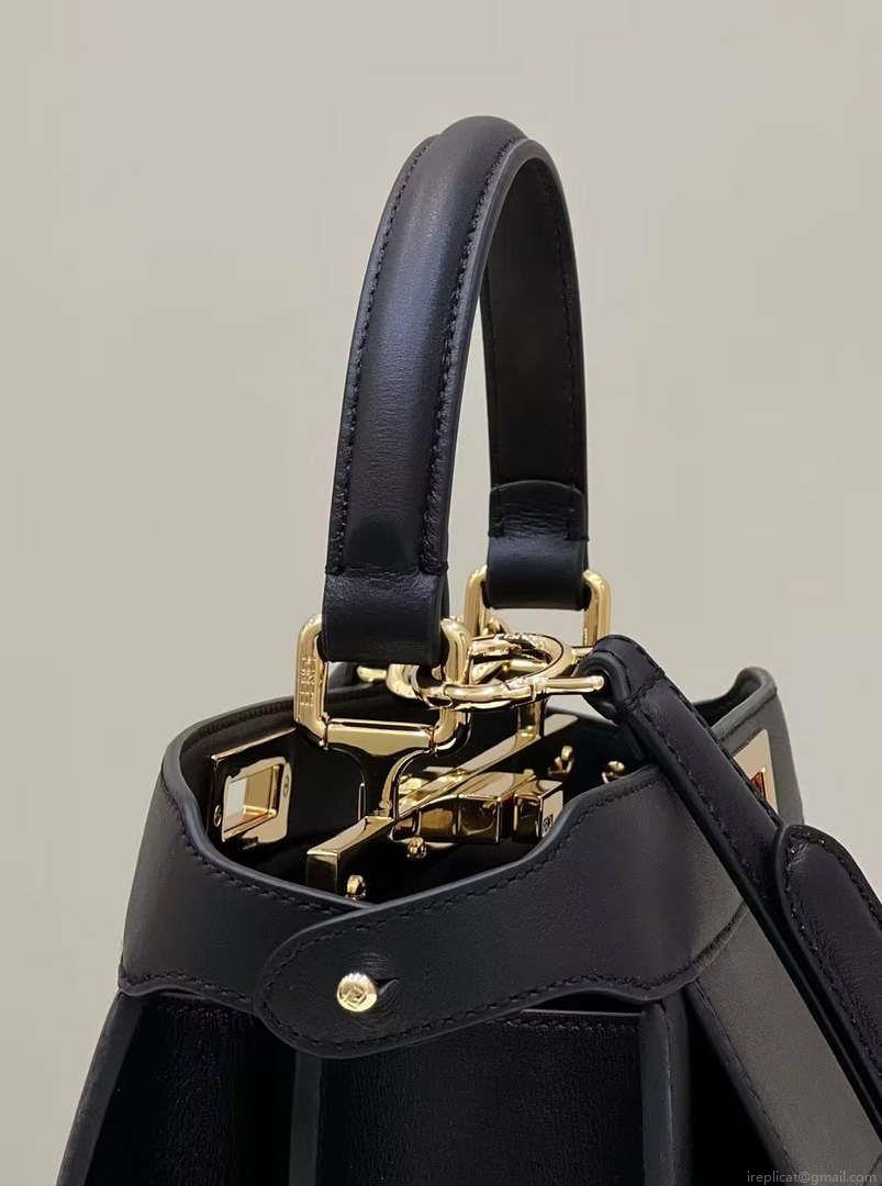 Fendi 8BN321 Peekaboo Iseeu Medium Black Leather Bag 8596L