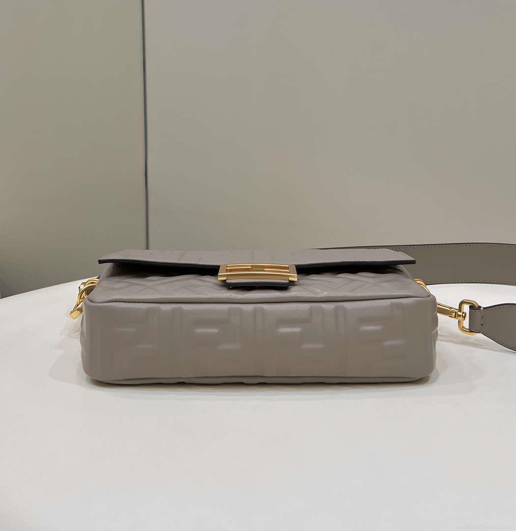 Fendi 8BR600 Baguette Medium Gray leather 0135M bag