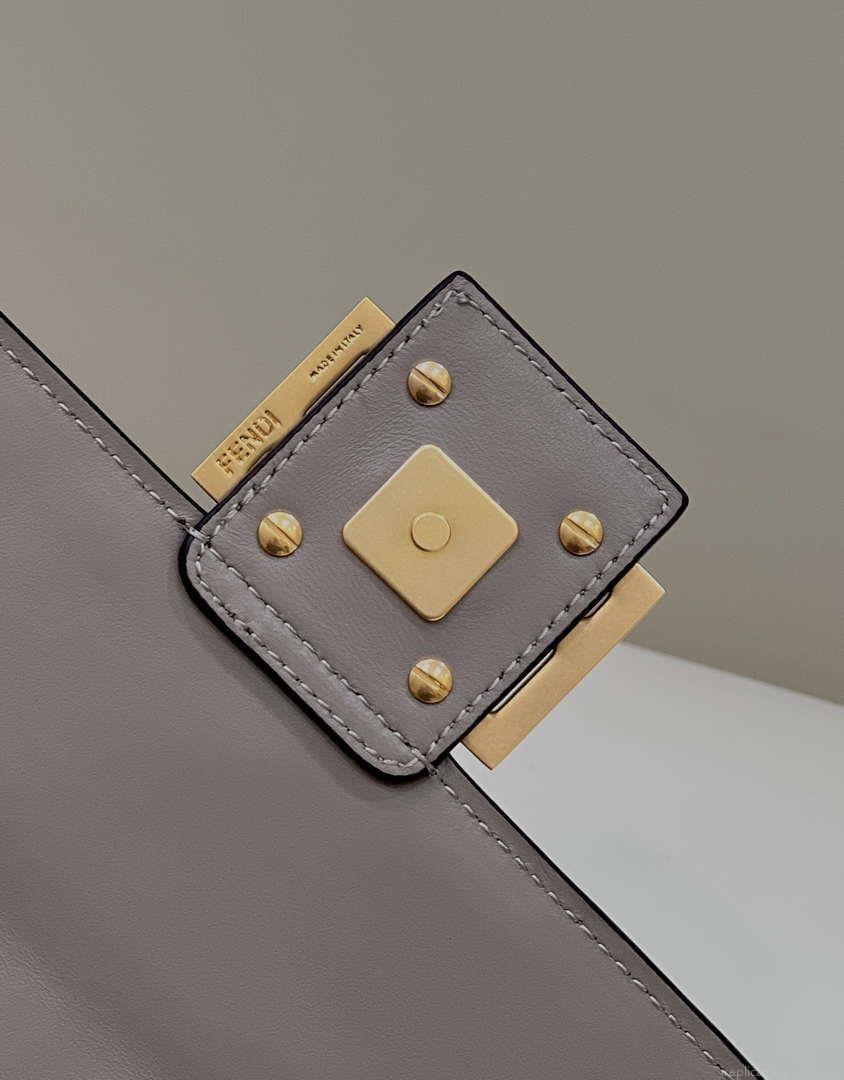 Fendi 8BR600 Baguette Medium Gray leather 0135M bag