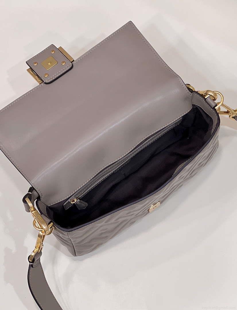 Fendi 8BR600 Baguette Medium Gray leather 0135M bag