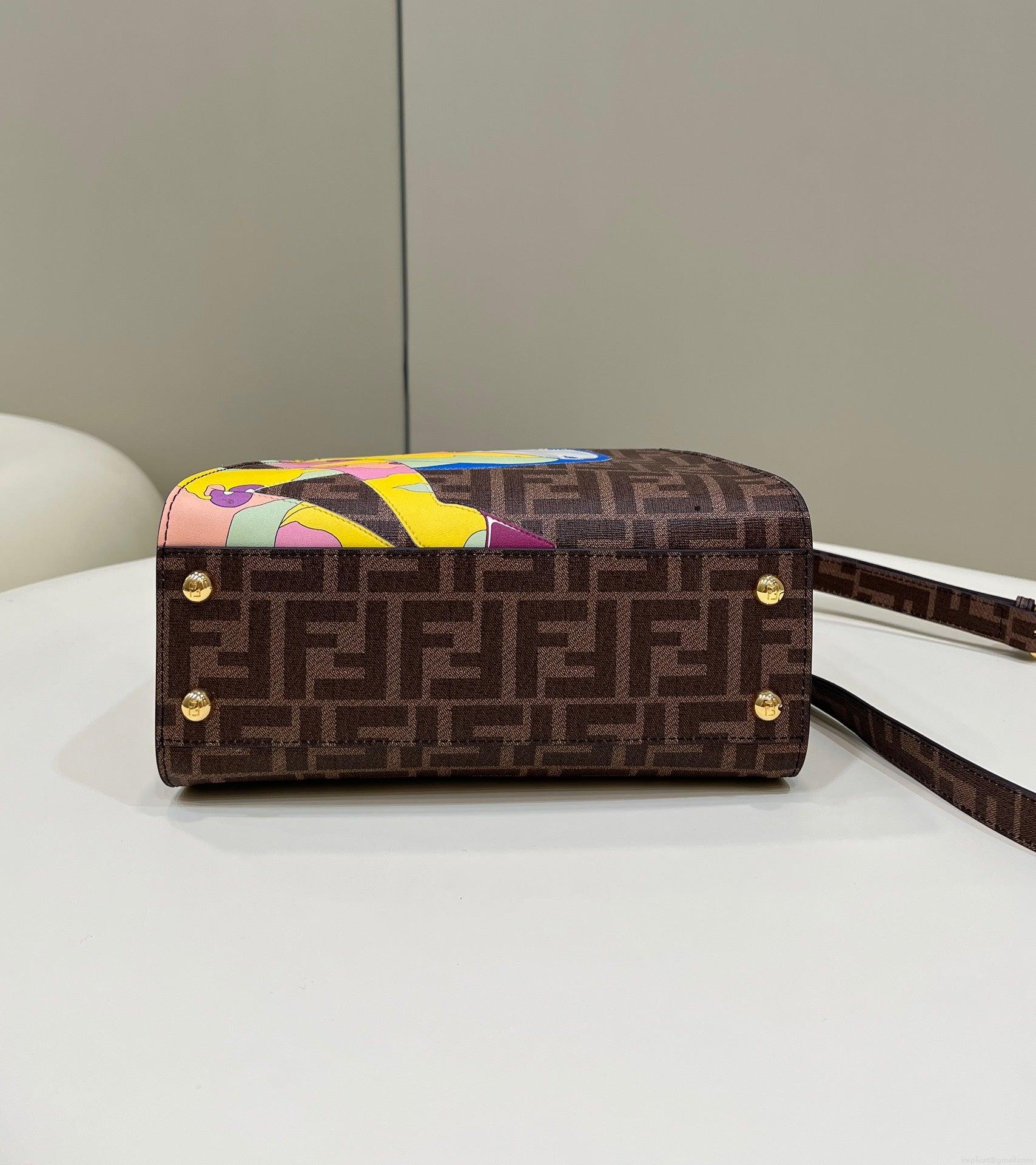Fendi 8BN244 Peekaboo Mimi Jacquard FF fabric bag 8562 Pinter