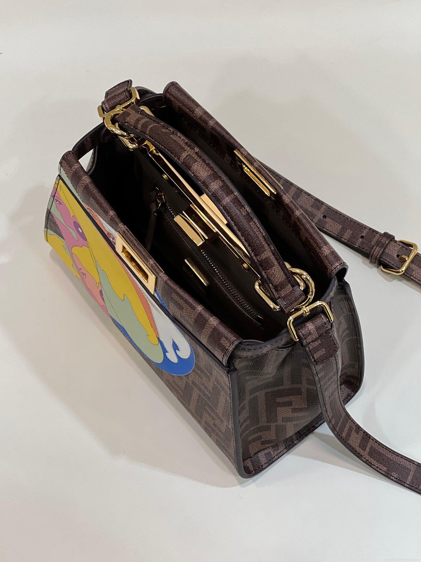 Fendi 8BN244 Peekaboo Mimi Jacquard FF fabric bag 8562 Pinter