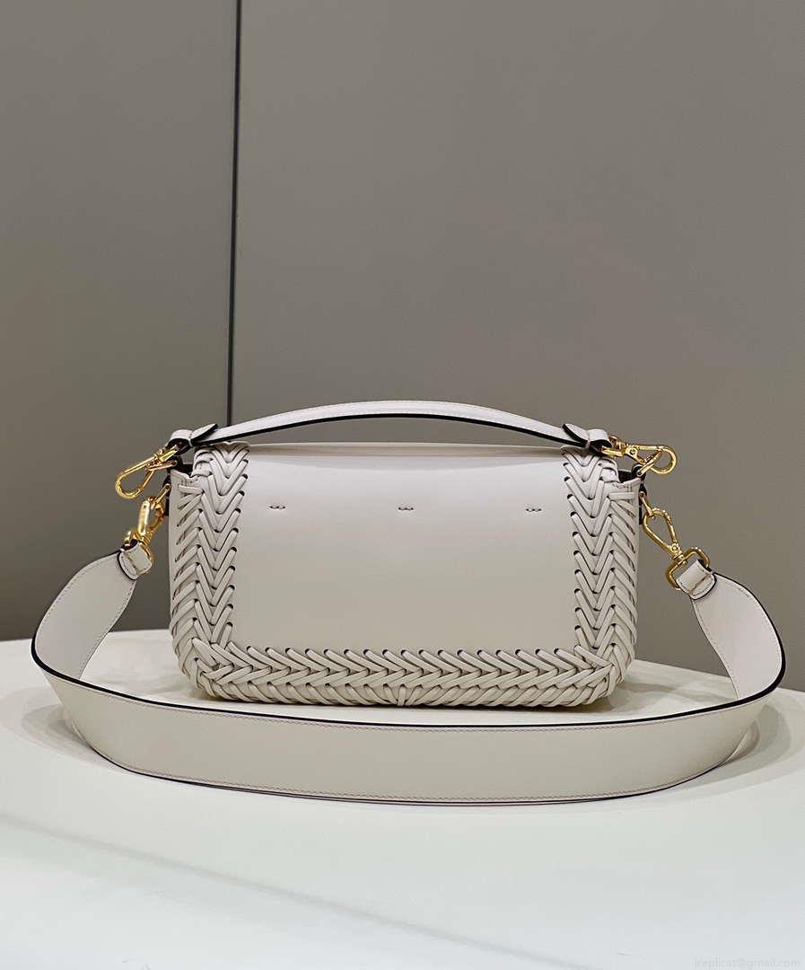 Fendi 8BR600 Baguette Medium Beige hand-woven leather 8536 bag