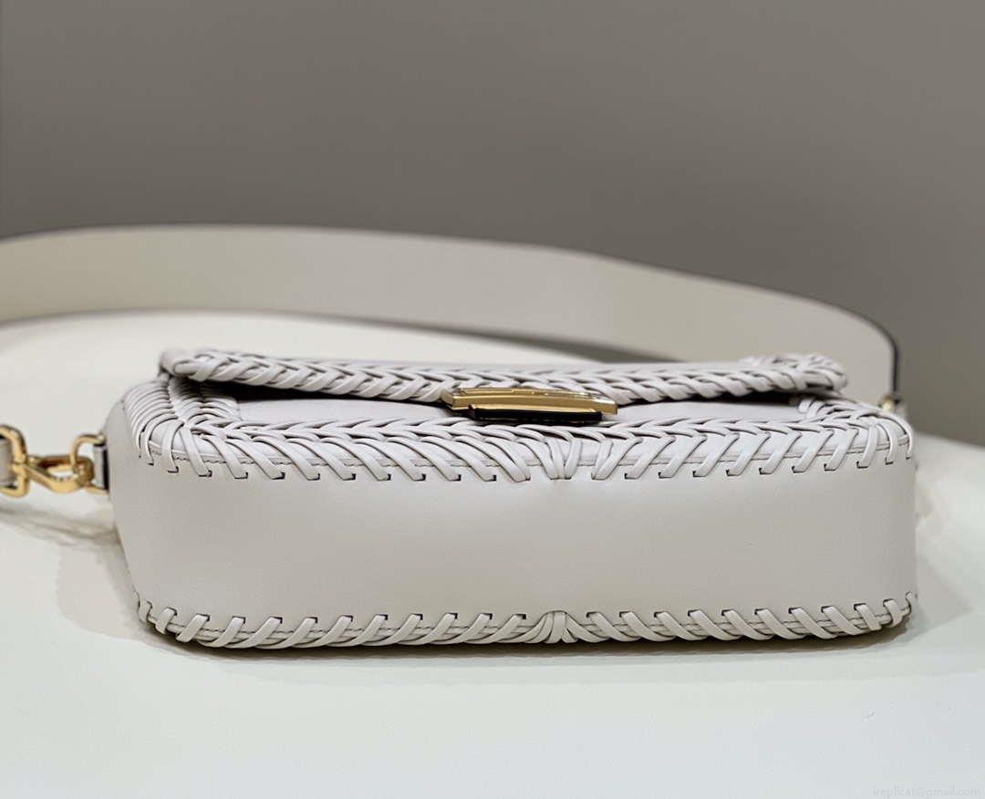 Fendi 8BR600 Baguette Medium Beige hand-woven leather 8536 bag