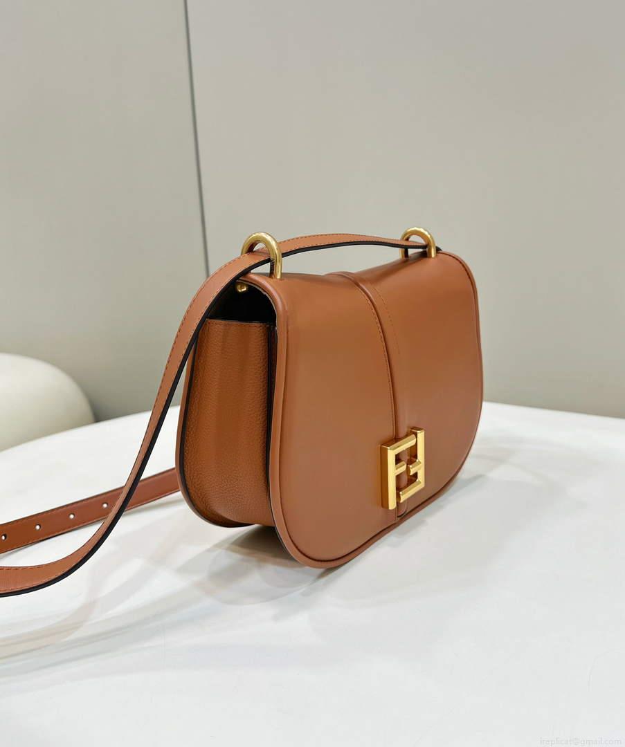 Fendi 8BT366 C’mon Medium Brown Smooth Leather and Full-grain Leather Bag