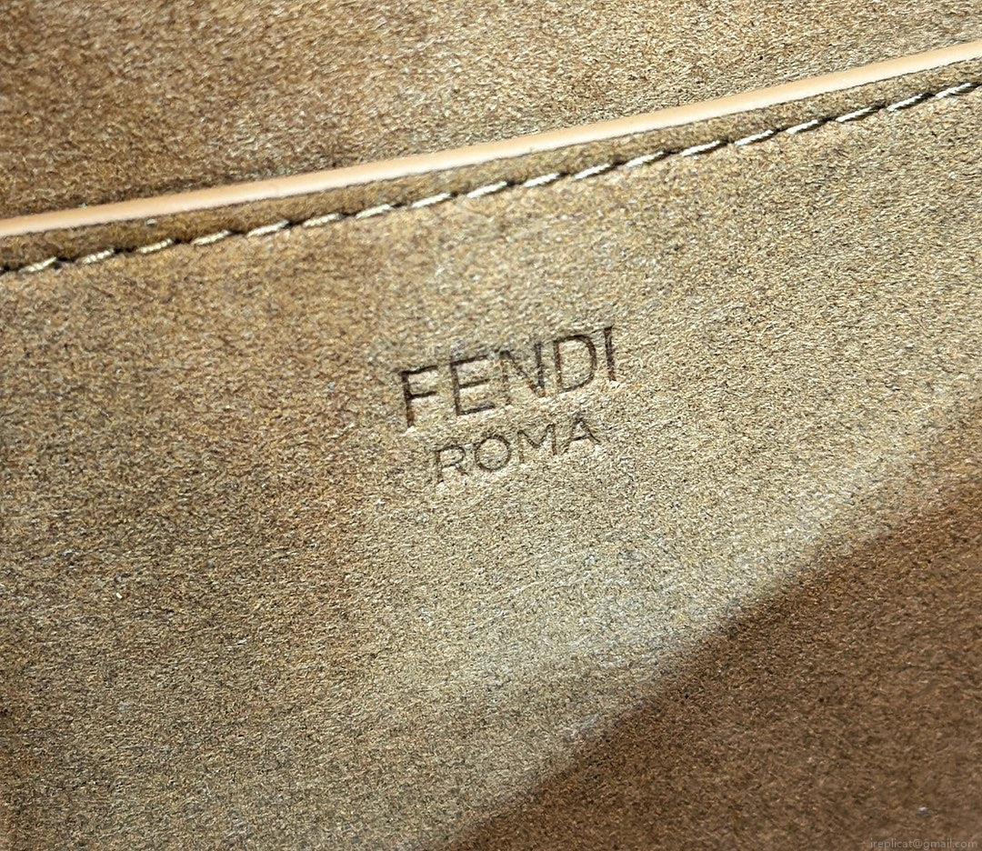 Fendi 8BT366 C’mon Medium Brown Smooth Leather and Full-grain Leather Bag