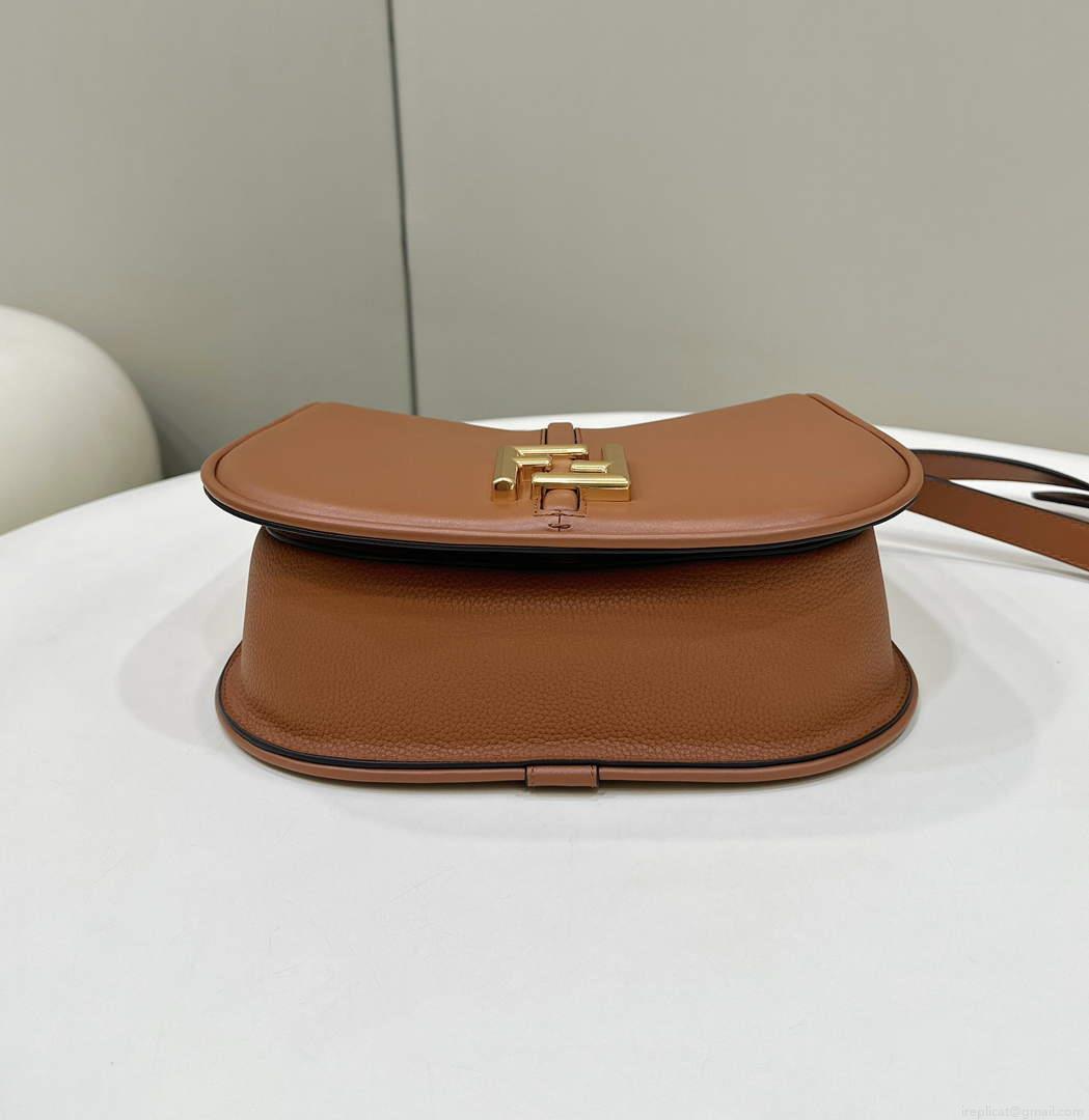 Fendi 8BT366 C’mon Medium Brown Smooth Leather and Full-grain Leather Bag