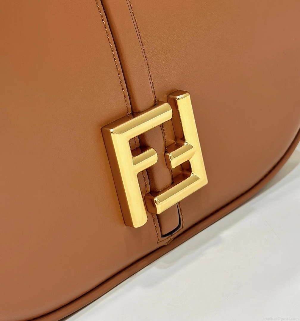 Fendi 8BT366 C’mon Medium Brown Smooth Leather and Full-grain Leather Bag