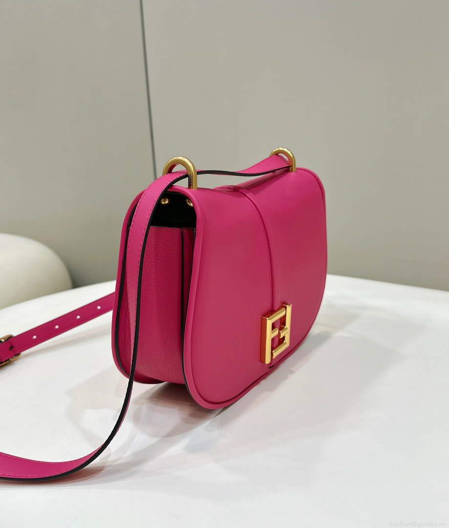 Fendi 8BT366 C’mon Medium Fuchsia Smooth Leather and Full-grain Leather Bag