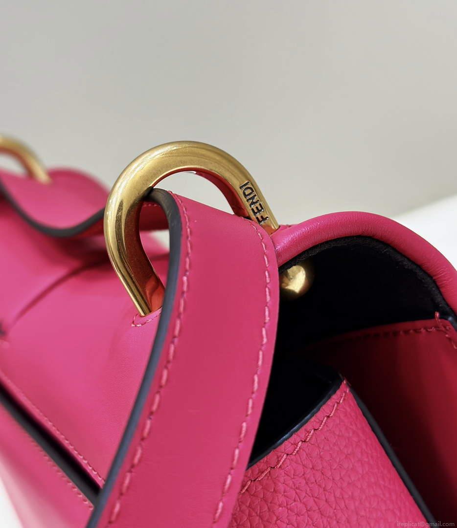 Fendi 8BT366 C’mon Medium Fuchsia Smooth Leather and Full-grain Leather Bag