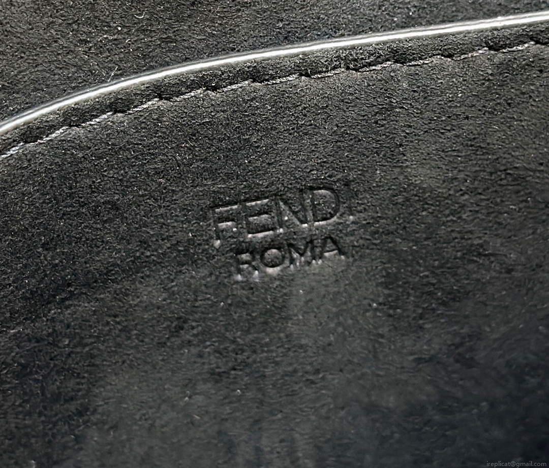 Fendi 8BT366 C’mon Medium Black Smooth Leather and Full-grain Leather Bag