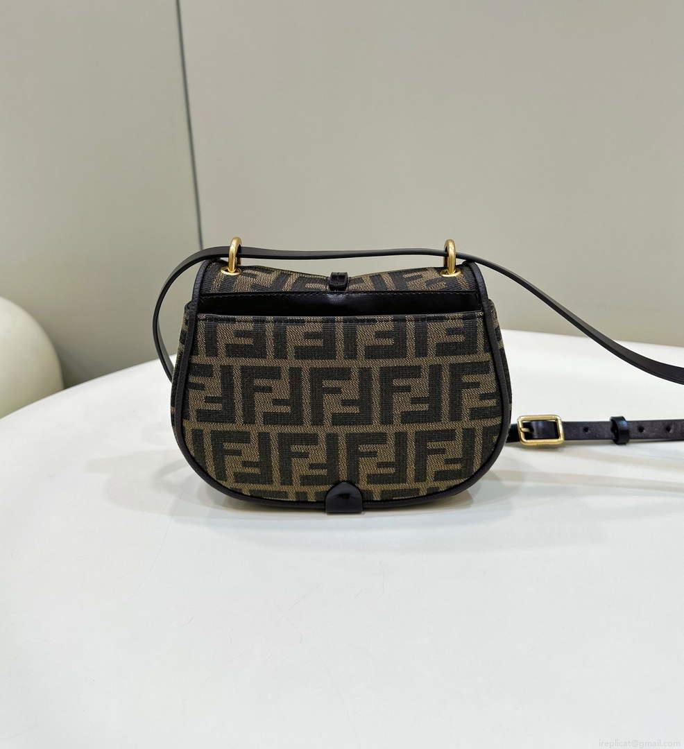 Fendi 8BS082 C’mon Small Brown FF Jacquard Fabric Bag