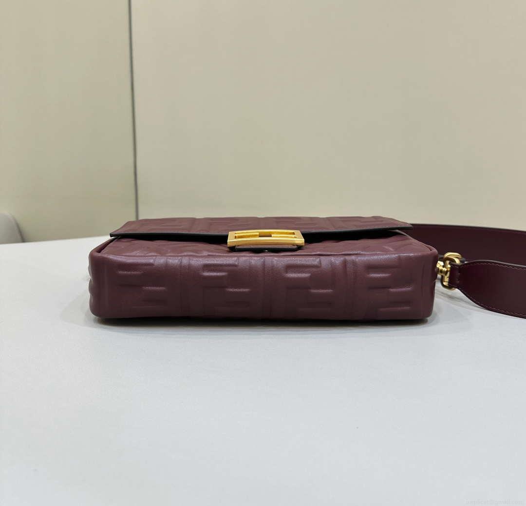 Fendi 8BR600 Baguette Medium leather 0135M bag Wine Red