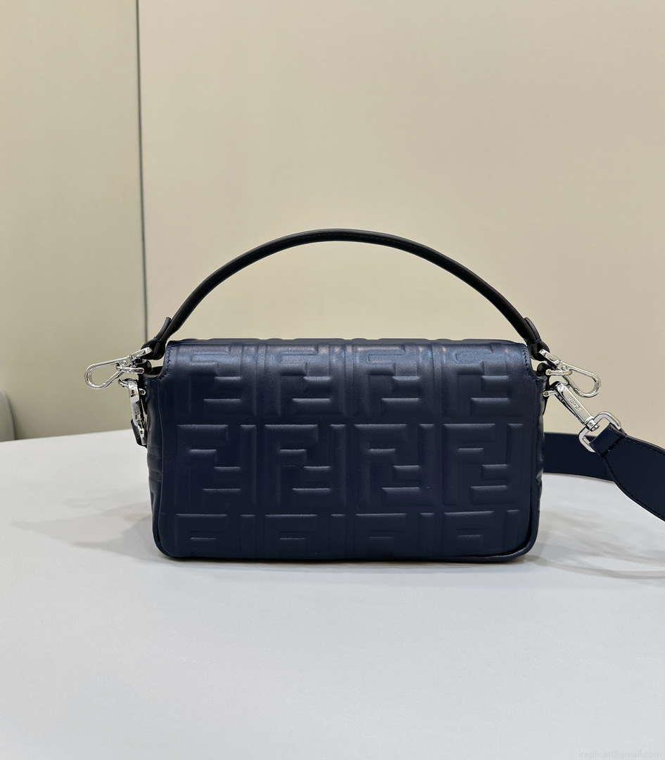 Fendi 8BR600 Baguette Medium leather 0135M bag Navy Blue